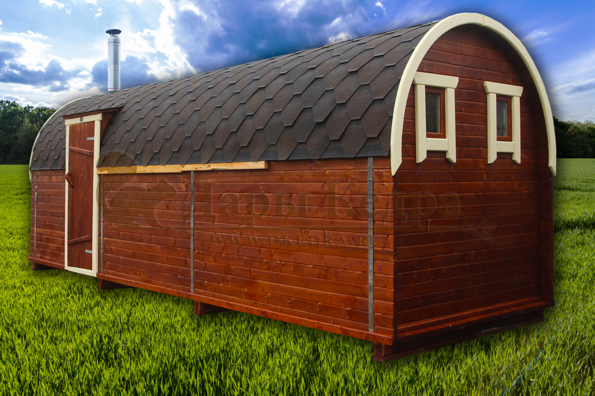 Баня-бочка буханка из кедра с боковым входом (все размеры)