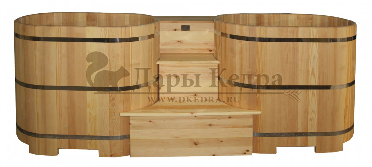 Двойная овальная купель для бани из кедра