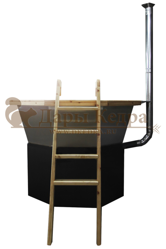 Банный чан из нержавеющей стали Ø-1750 на подставке с ветрозащитой и печью СТ3